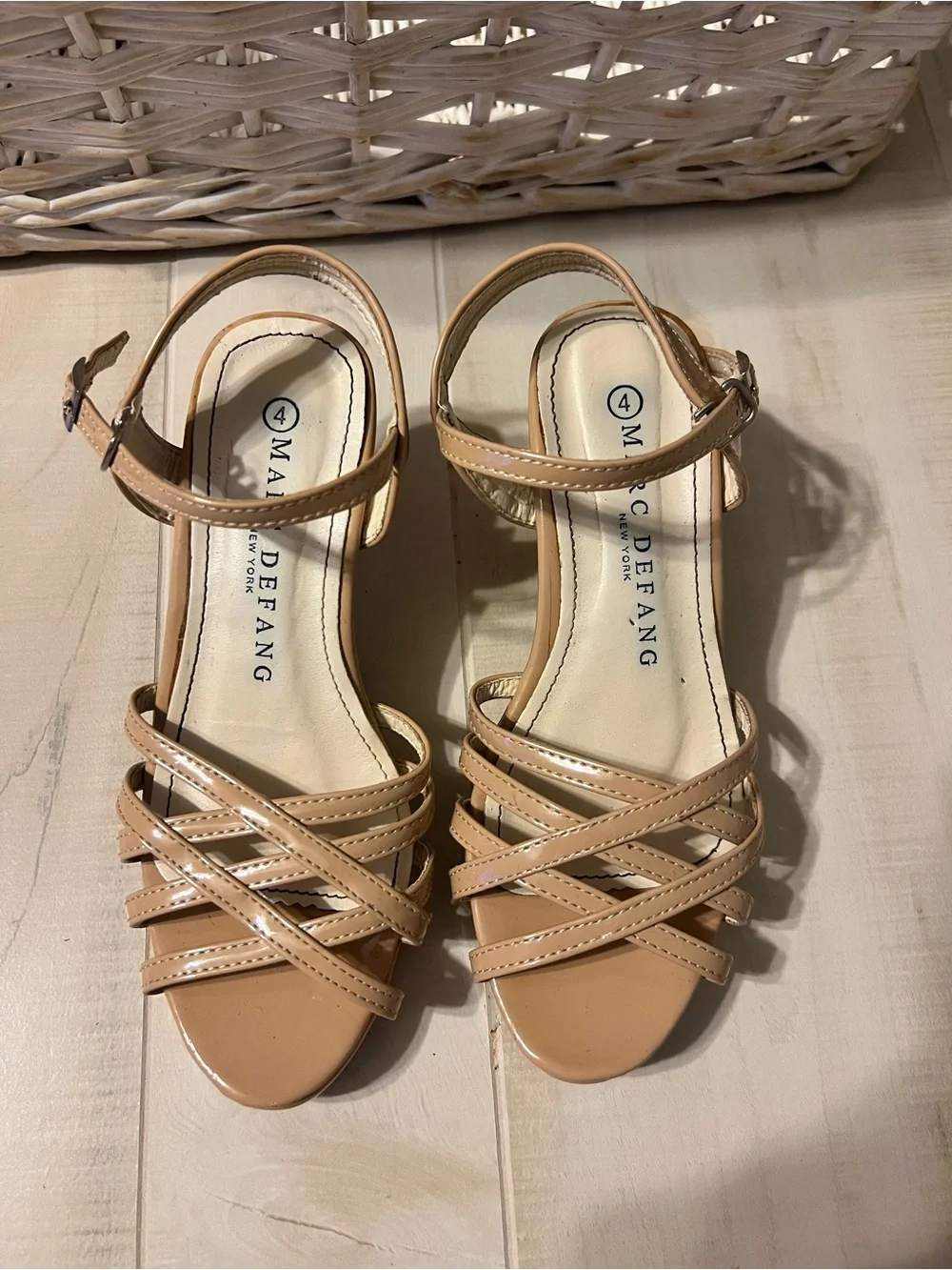 Marc Defang Kids Beige Strappy Sandals with Ankle Buckle